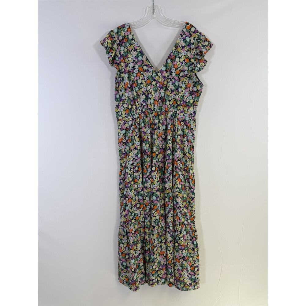 Gap Cotton Maxi Dress Colorful Floral Keyhole Tie Front Women’s L Cottagecore - Picture 11 of 13